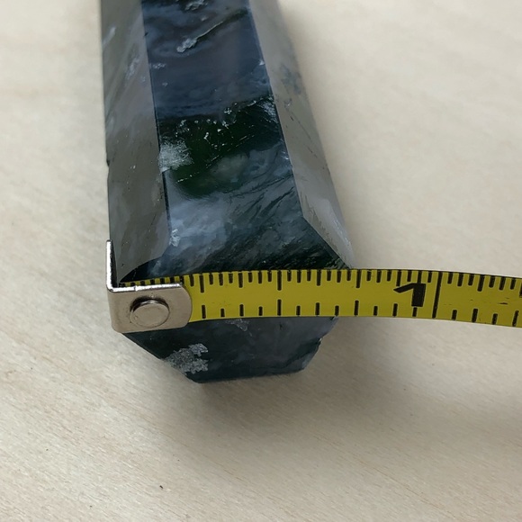 Green Moss Agate tower stone pyramid obelisk point wand rock crystal healing - Picture 11 of 11